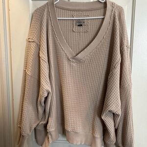 American Eagle Outfitters Beige V-Neck Sweater